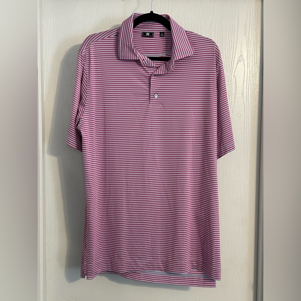 FootJoy | Striped Pink Polo Shirt | Size Large